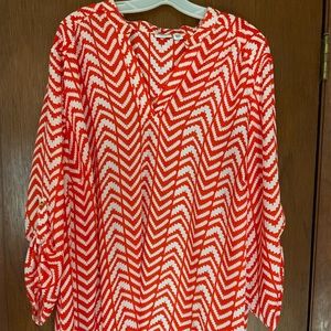 🧡🤍Cato 26/28W Orange & White Hi Lo Tunic